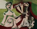Two naked men and seated child 1965 cubism Pablo Picasso